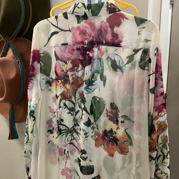 Dennis Basso Floral Sheer Dress - Multicolor - Picture 6 of 9